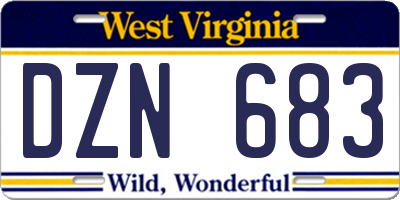 WV license plate DZN683