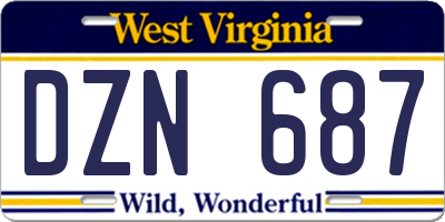 WV license plate DZN687