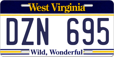 WV license plate DZN695