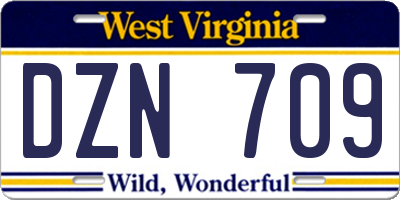 WV license plate DZN709