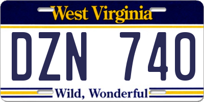 WV license plate DZN740