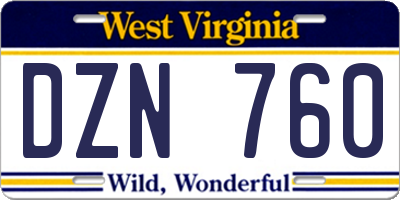 WV license plate DZN760