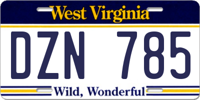 WV license plate DZN785
