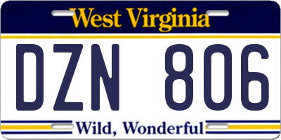 WV license plate DZN806