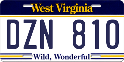 WV license plate DZN810