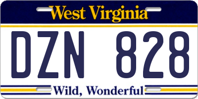 WV license plate DZN828