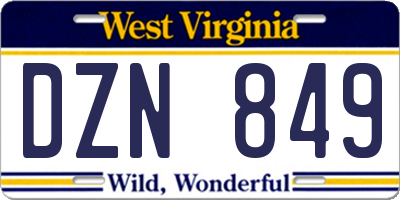 WV license plate DZN849