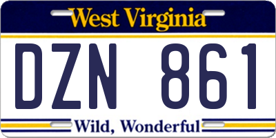 WV license plate DZN861