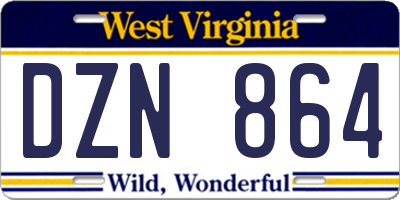 WV license plate DZN864