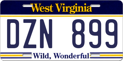 WV license plate DZN899