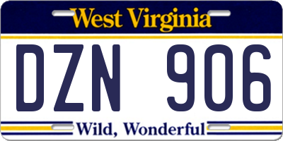 WV license plate DZN906