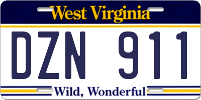 WV license plate DZN911