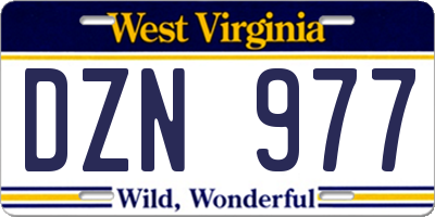 WV license plate DZN977