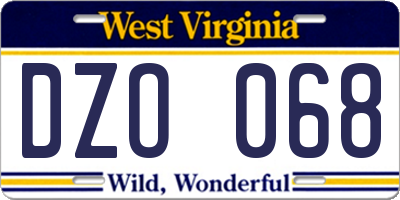 WV license plate DZO068