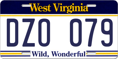 WV license plate DZO079