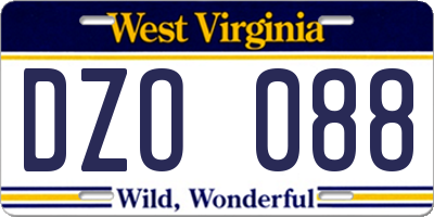 WV license plate DZO088