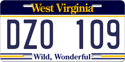WV license plate DZO109