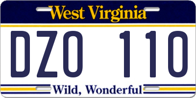 WV license plate DZO110