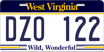 WV license plate DZO122