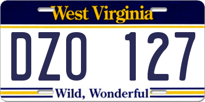 WV license plate DZO127