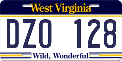 WV license plate DZO128