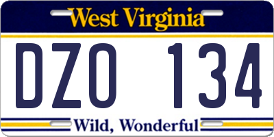 WV license plate DZO134