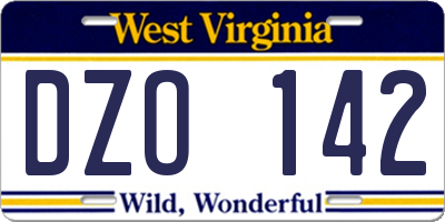 WV license plate DZO142