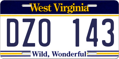 WV license plate DZO143