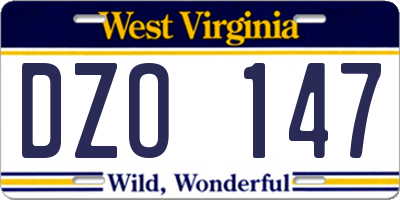 WV license plate DZO147