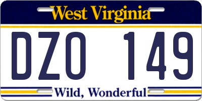 WV license plate DZO149