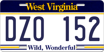 WV license plate DZO152