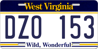 WV license plate DZO153