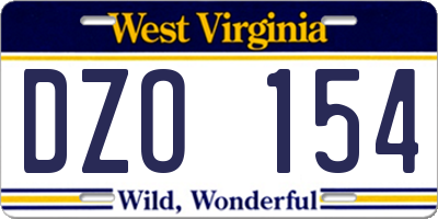WV license plate DZO154