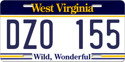 WV license plate DZO155