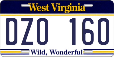 WV license plate DZO160