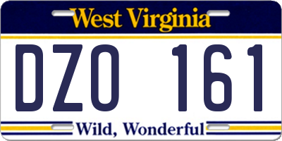 WV license plate DZO161