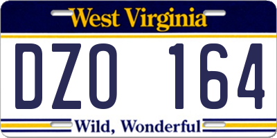 WV license plate DZO164