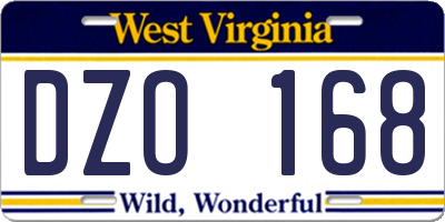WV license plate DZO168