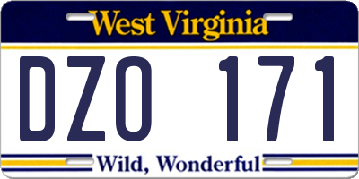 WV license plate DZO171
