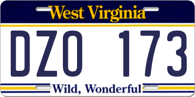 WV license plate DZO173