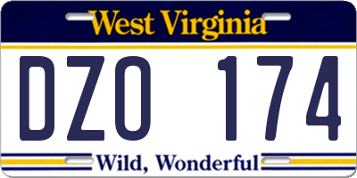 WV license plate DZO174