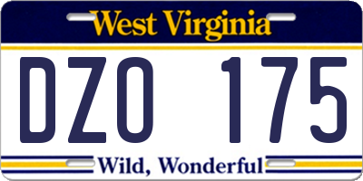 WV license plate DZO175