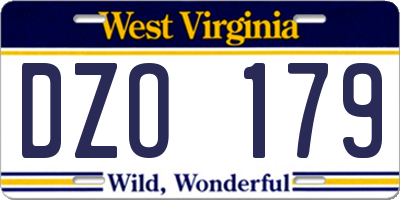 WV license plate DZO179