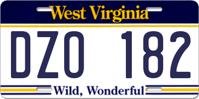 WV license plate DZO182