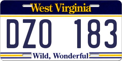 WV license plate DZO183