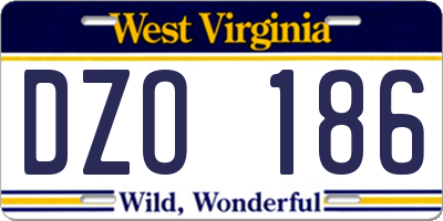 WV license plate DZO186