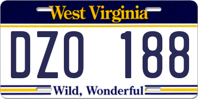 WV license plate DZO188