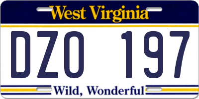 WV license plate DZO197