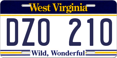 WV license plate DZO210