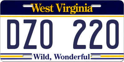 WV license plate DZO220